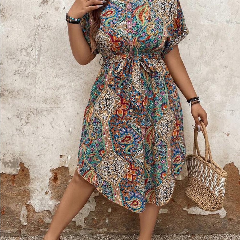 Colorful Paisley Print Dress